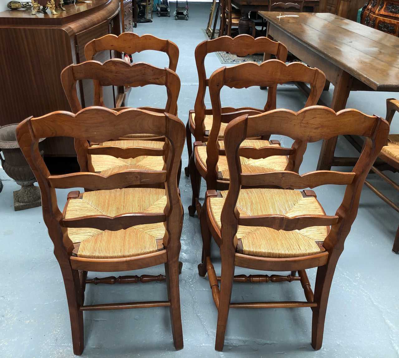Antique Set of Six French Cherrywood Rush Seat Dining Chair | Antique & Vintage | Moonee Ponds Antiques | Australia Wide Delivery