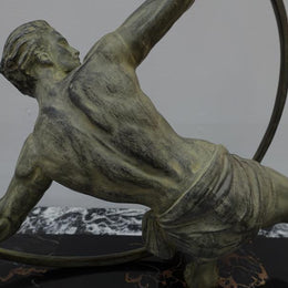 Art Deco Sculpture Of "The Bender" Signed By Jean De Roncourt With His Initials