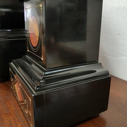 French Black Marble Three Piece Clock Set