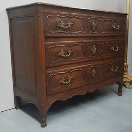 19th Century French Oak Three Drawer Commode