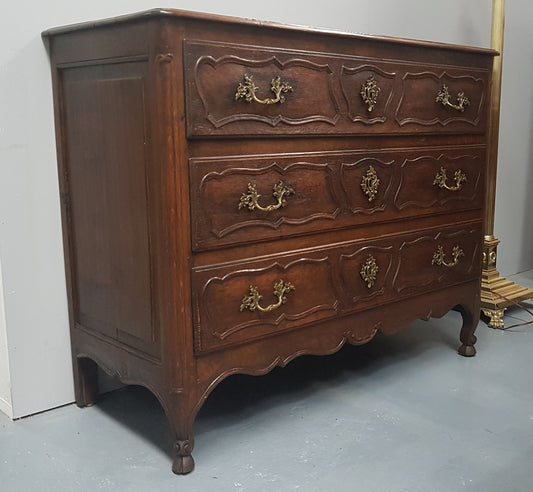 19th Century French Oak Three Drawer Commode