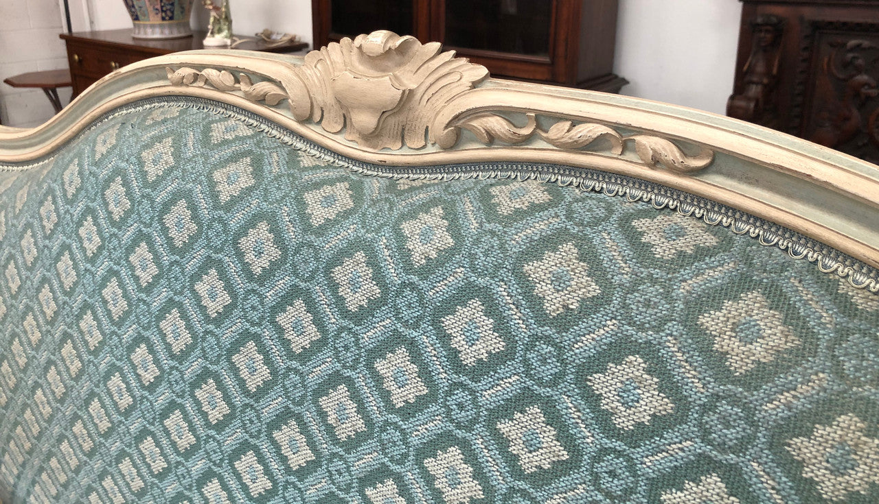 Painted Louis XV Style Upholstered Queen Size Bed | Antique & Vintage | Moonee Ponds Antiques | Australia Wide Delivery