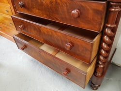 Victorian Flame Mahogany Tallboy With Barley Twist Supports | Antique & Vintage | Moonee Ponds Antiques | Australia Wide Delivery