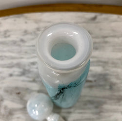 Nick Wirdnam Long White & Blue Art Glass Scent Bottle | Antique & Vintage | Moonee Ponds Antiques | Australia Wide Delivery