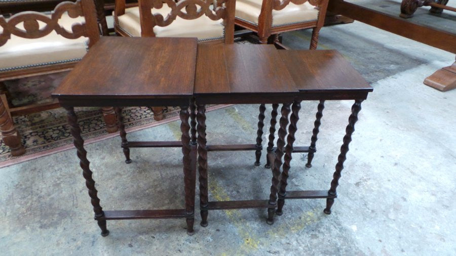 Jacobean Barley Twist Nest Of Three Tables | Antique & Vintage | Moonee Ponds Antiques | Australia Wide Delivery