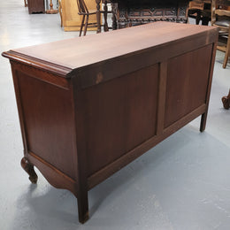 A hard to find Louis XV style French two door cabinet which would make an ideal TV cabinet. It has been sourced from France and in good original detailed condition.