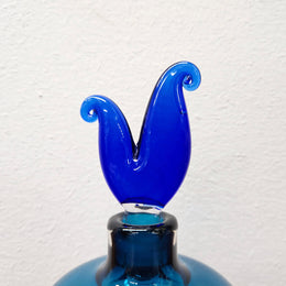 Impressive Signed 2 tone Blue Glass Perfume Bottle With Stopper. No Chips or Cracks in good condition.  Please see photos as they form part of the description.