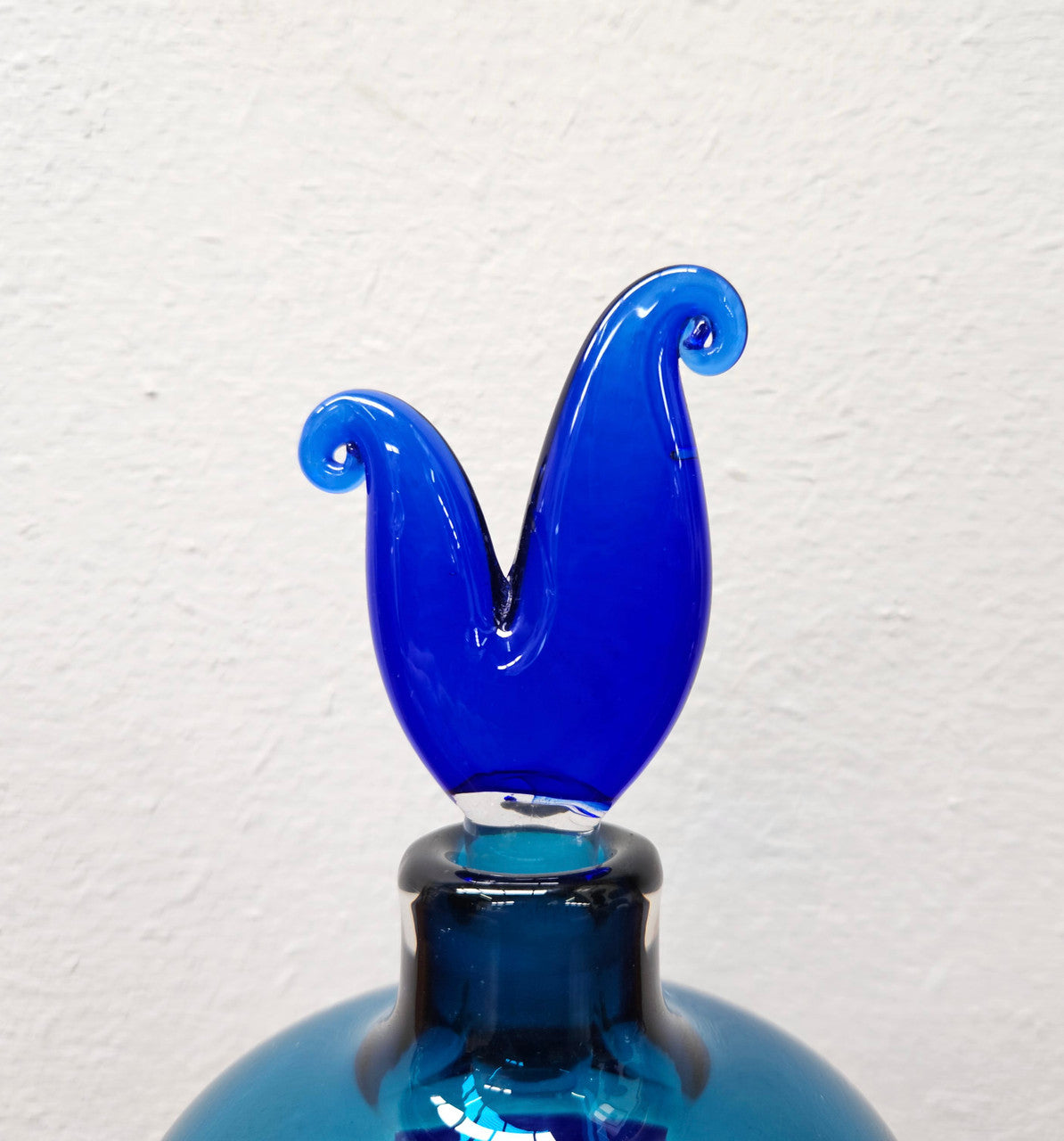 Impressive Signed 2 tone Blue Glass Perfume Bottle With Stopper. No Chips or Cracks in good condition.  Please see photos as they form part of the description.