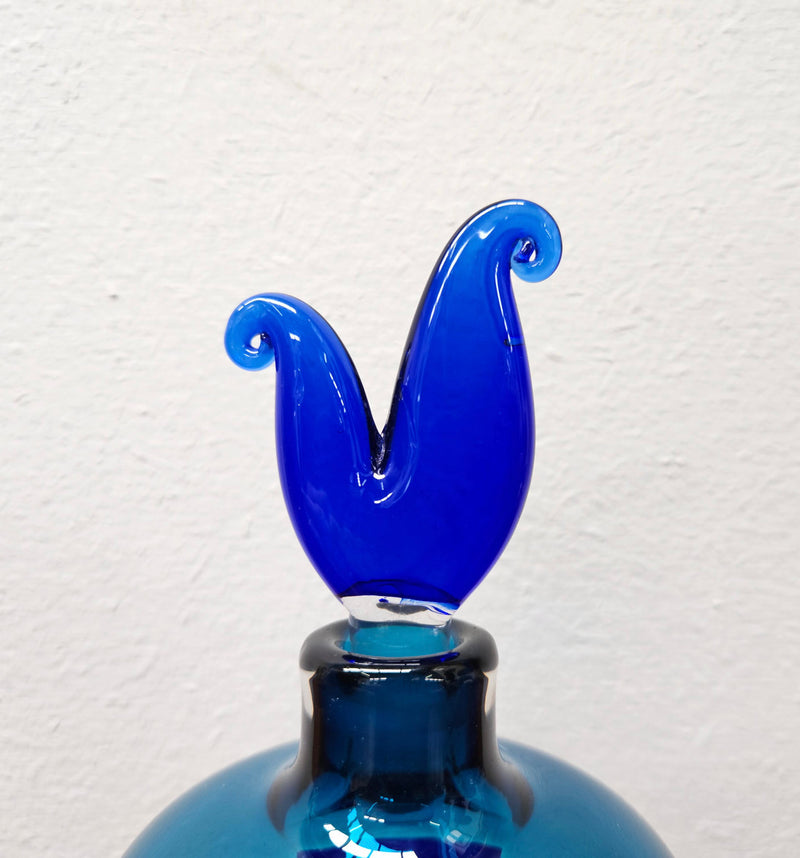 Impressive Signed 2 tone Blue Glass Perfume Bottle With Stopper. No Chips or Cracks in good condition.  Please see photos as they form part of the description.