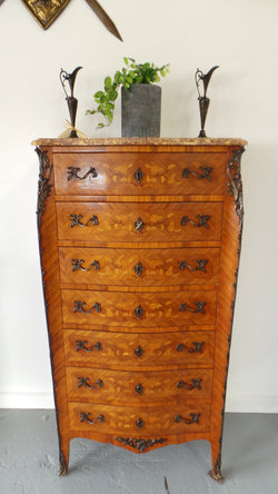 French Louis XV Style Seven Drawer Kingwood Semainier | Antique & Vintage | Moonee Ponds Antiques | Australia Wide Delivery