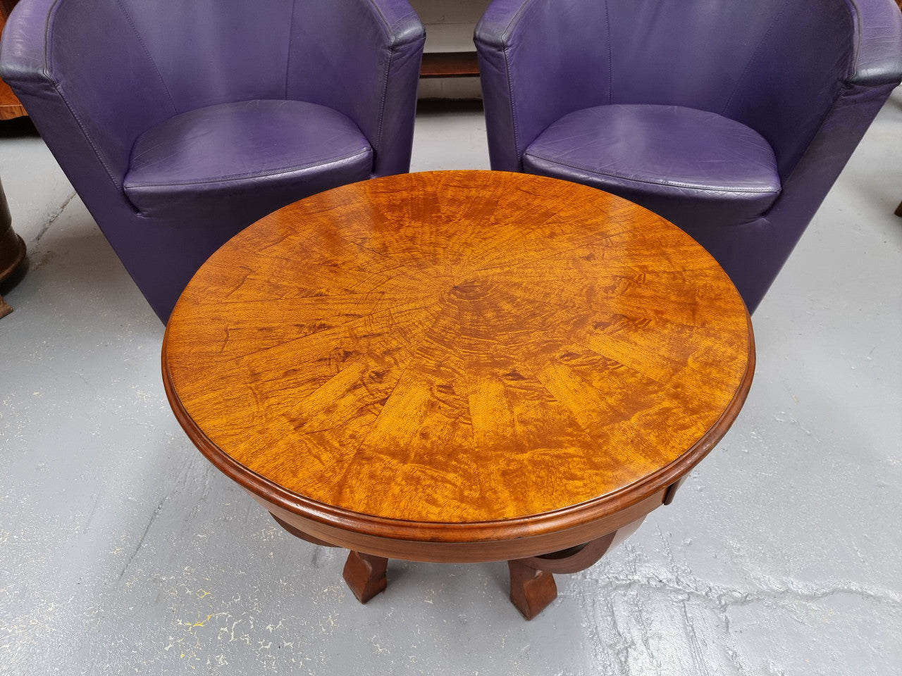 Art Deco Figured Walnut Round Occasional Table | Antique & Vintage | Moonee Ponds Antiques | Australia Wide Delivery
