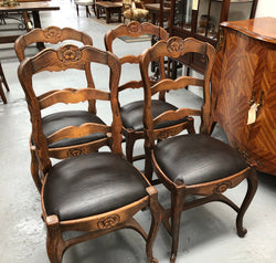 Set of 4 French Ladder Back Dining Chairs With Leather Seat | Antique & Vintage | Moonee Ponds Antiques | Australia Wide Delivery