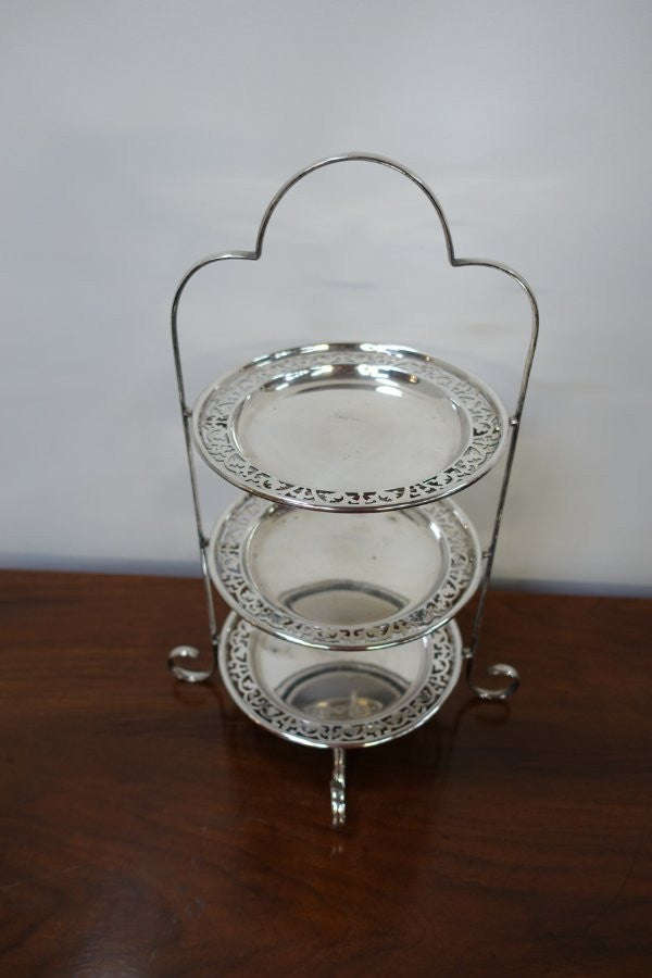 Three Tier Silver Plated Cake Stand | Antique & Vintage | Moonee Ponds Antiques | Australia Wide Delivery