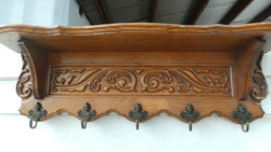 French Oak Coat-Hat Rack With Five Decorative Hooks | Antique & Vintage | Moonee Ponds Antiques | Australia Wide Delivery