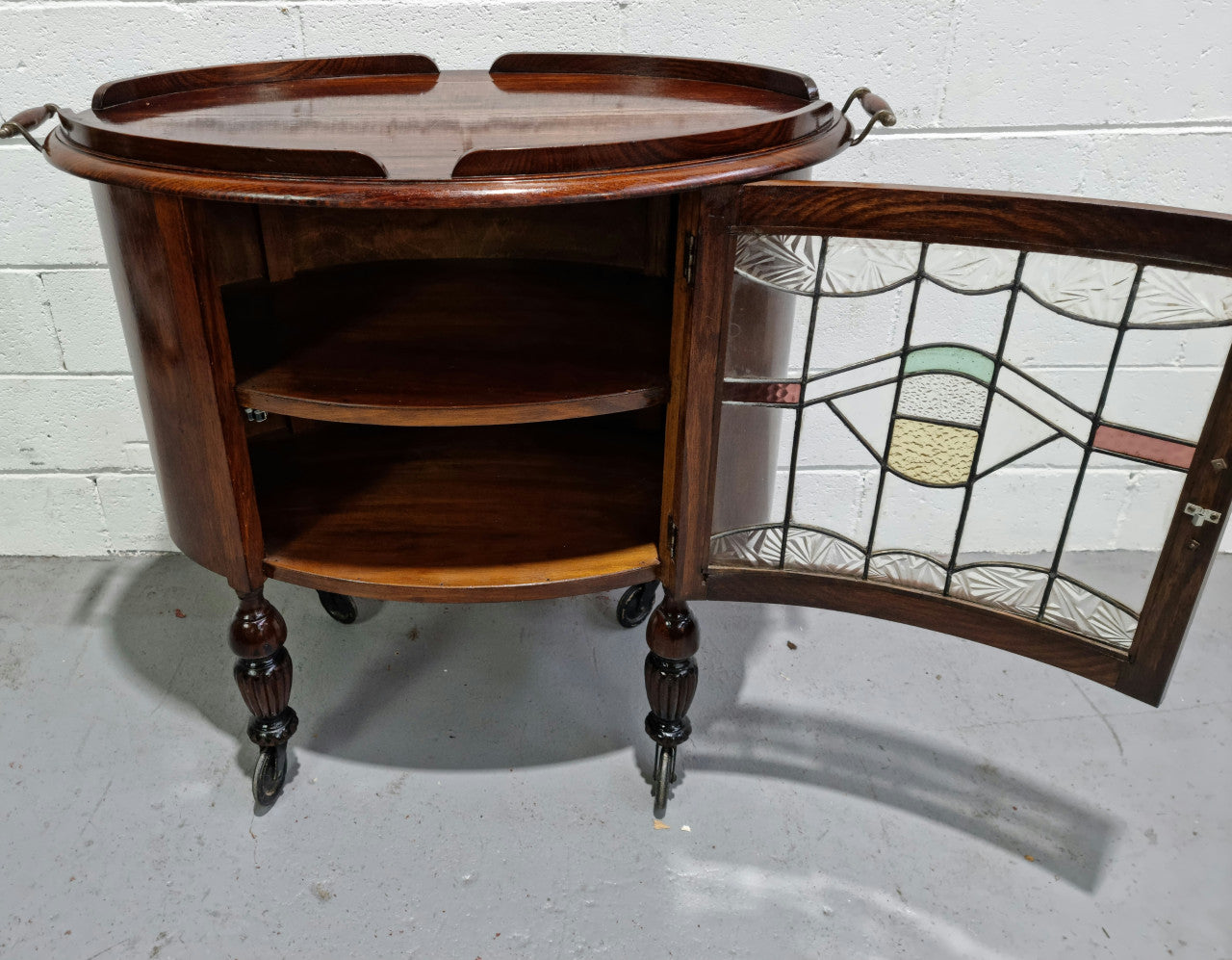 ***ON HOLD*** Oak Tudor Auto Trolley With Leadlight Glass – Moonee ...