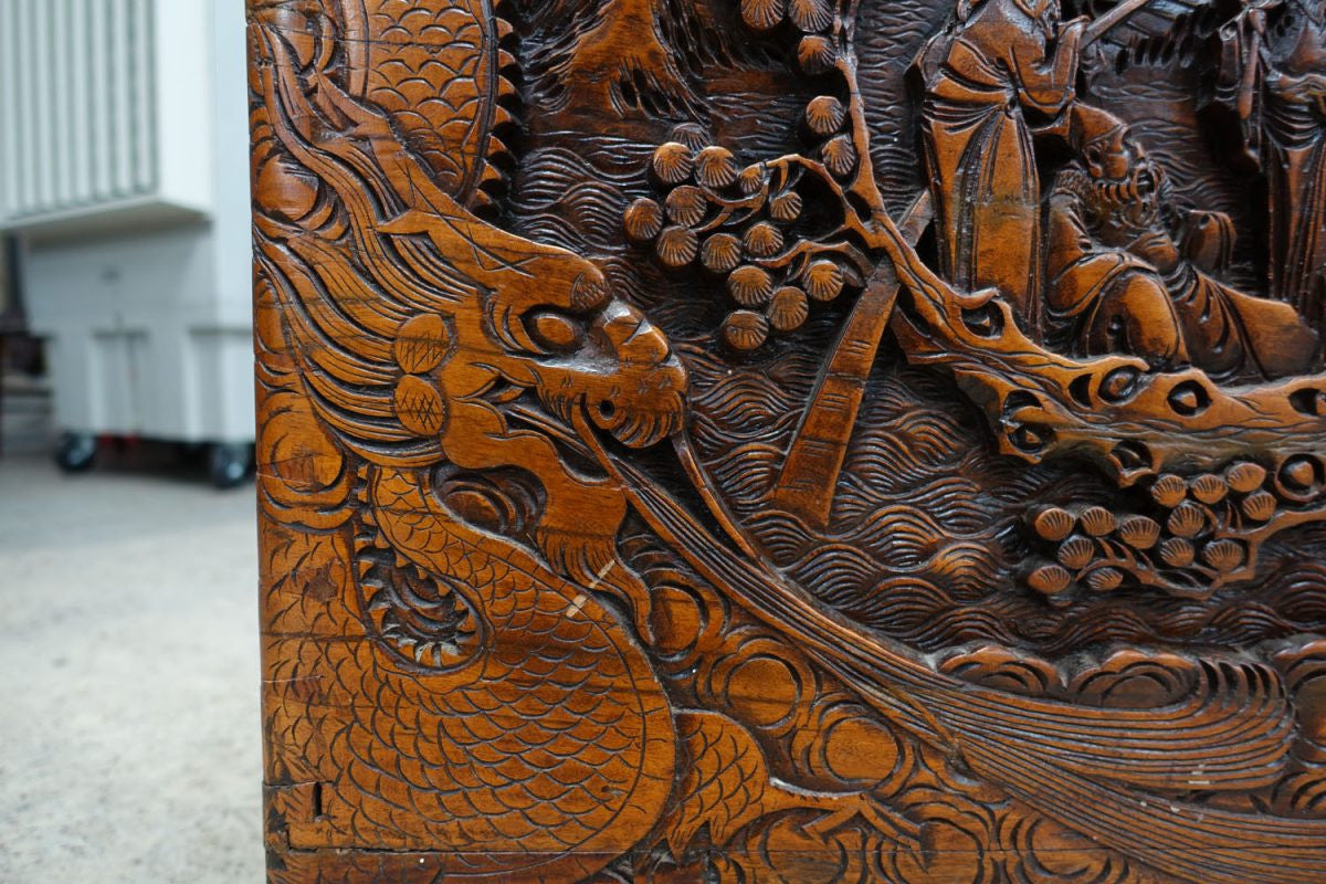 Carved Chinese Camphor Wood Trunk