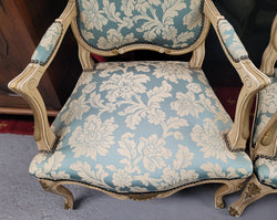 Pair of French Upholstered Louis XV Style Painted Armchairs | Antique & Vintage | Moonee Ponds Antiques | Australia Wide Delivery