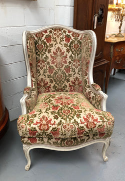 French Painted Upholstered Wing Back Armchair | Antique & Vintage | Moonee Ponds Antiques | Australia Wide Delivery
