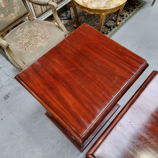 Unique pair of Victorian mahogany bedsides with one fixed shelf. Sourced locally and in good original detailed condition.