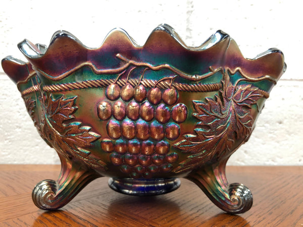 Large Cobalt Carnival Glass Bowl