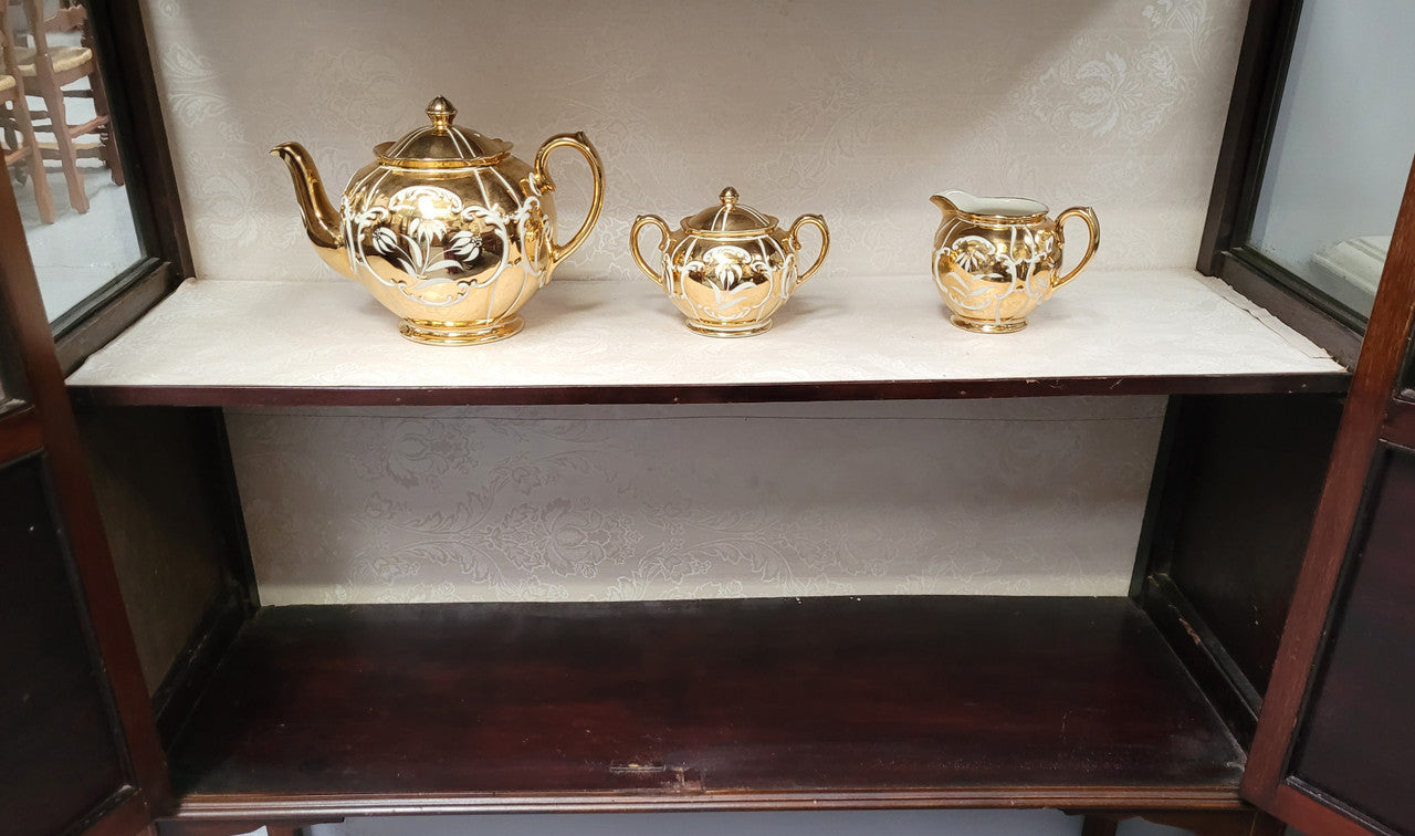 Edwardian Sheraton Style Display Cabinet with Hand Painted Panels | Antique & Vintage | Moonee Ponds Antiques | Australia Wide Delivery