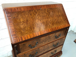 Chippendale Style Walnut & Burr Walnut Writing Bureau | Antique & Vintage | Moonee Ponds Antiques | Australia Wide Delivery