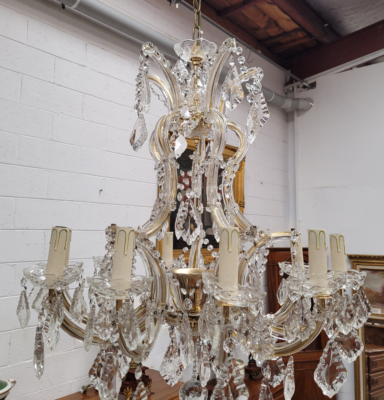 Impressive elegant ten arm French crystal chandelier that has been sourced from France. It has been fully rewired to Australian standards and is in good original working condition.