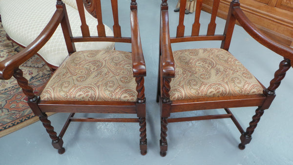 Pair of Oak Jacobean Carver Chairs