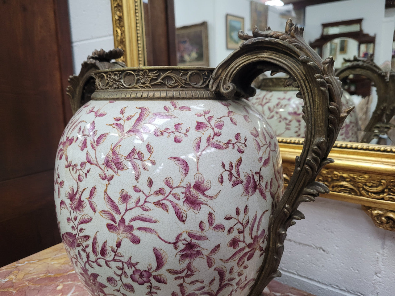 Large Attractive Ceramic Ornamental Lidded Jar with Stunning Ormolu Features