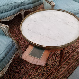 Louis XVI Style Mahogany Marble Top Bouillotte Table