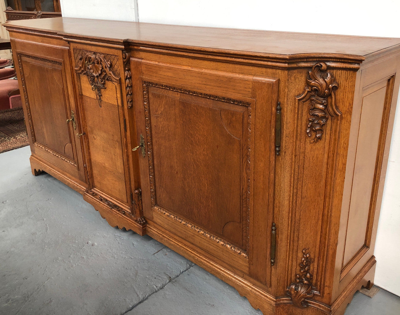 19th Century French Oak Two Drawer Buffet With Beautiful Carvings | Antique & Vintage | Moonee Ponds Antiques | Australia Wide Delivery