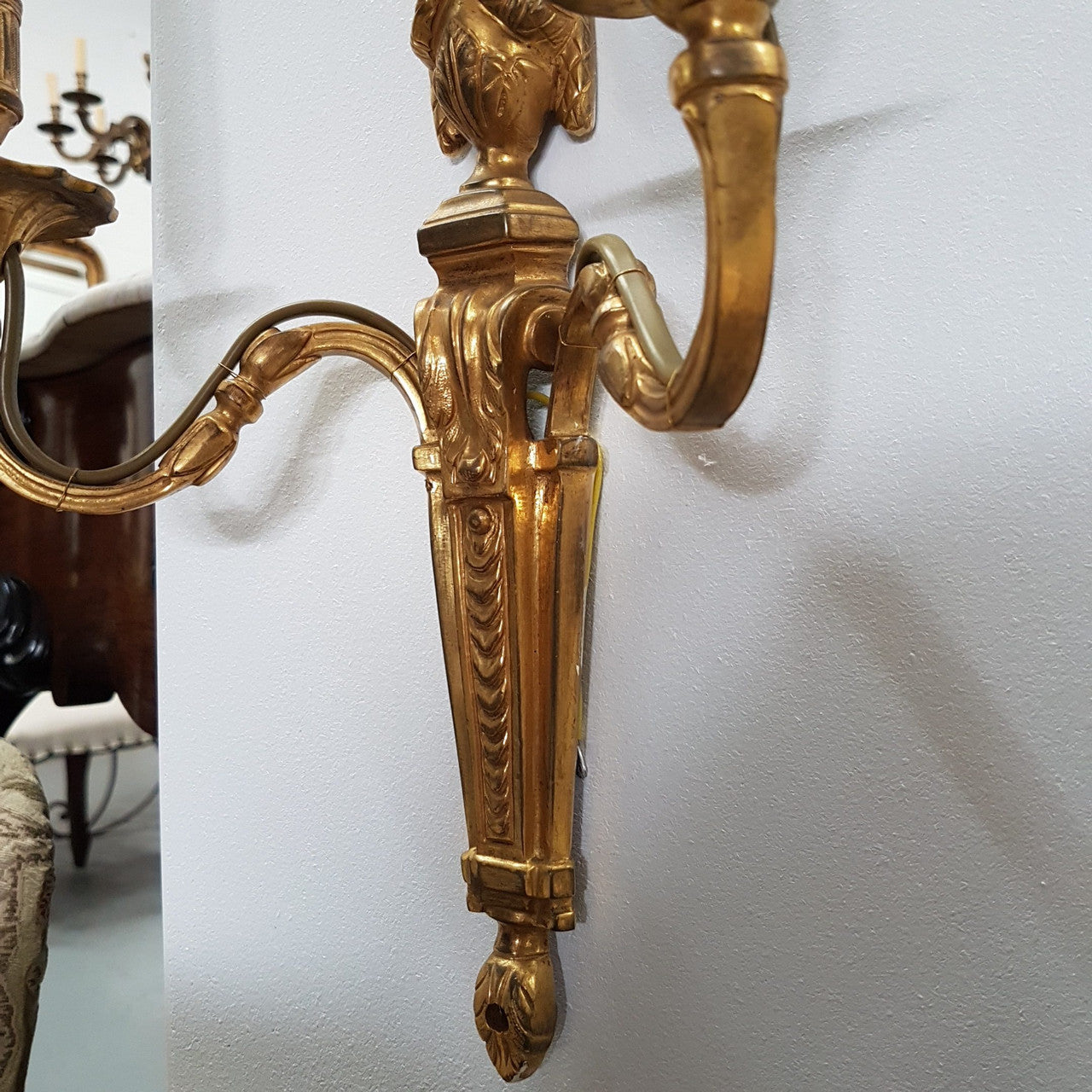 A Pair Of French Empire Style Brass Wall Lights-Sconces | Antique & Vintage | Moonee Ponds Antiques | Australia Wide Delivery