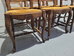 Set of 6 French Louis XV Oak Dining Chairs With Rush Seats | Antique & Vintage | Moonee Ponds Antiques | Australia Wide Delivery