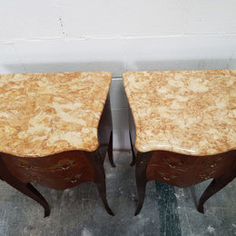 Pair of French Marquetry Inlaid Bedsides Cabinets