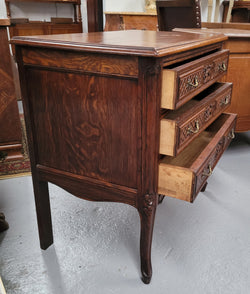 Rustic Louis XV Style Oak Petite Three Drawer Chest | Antique & Vintage | Moonee Ponds Antiques | Australia Wide Delivery