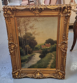 Framed French Landscape Painting On Canvas | Antique & Vintage | Moonee Ponds Antiques | Australia Wide Delivery
