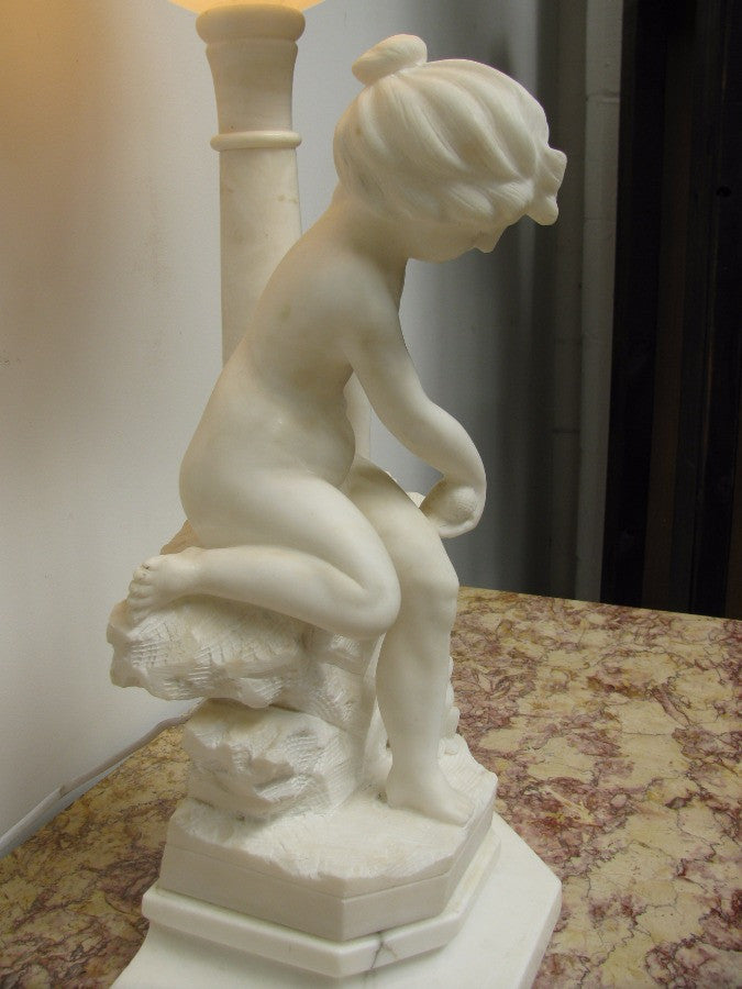 Stunning Alabaster Statue With Lamp