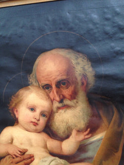 Oil on Canvas St. Joseph and Baby Jesus | Antique & Vintage | Moonee Ponds Antiques | Australia Wide Delivery