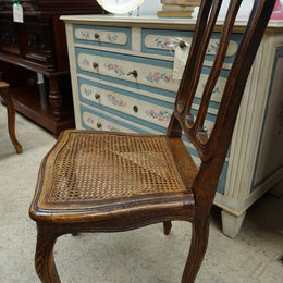 Fabulous set of 6 French oak dining chairs with cane seating in fantastic original condition.