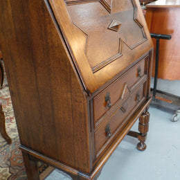 Oak Tudor Style Drop-down Bureau