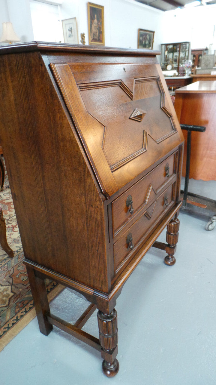 Oak Tudor Style Drop-down Bureau | Antique & Vintage | Moonee Ponds Antiques | Australia Wide Delivery