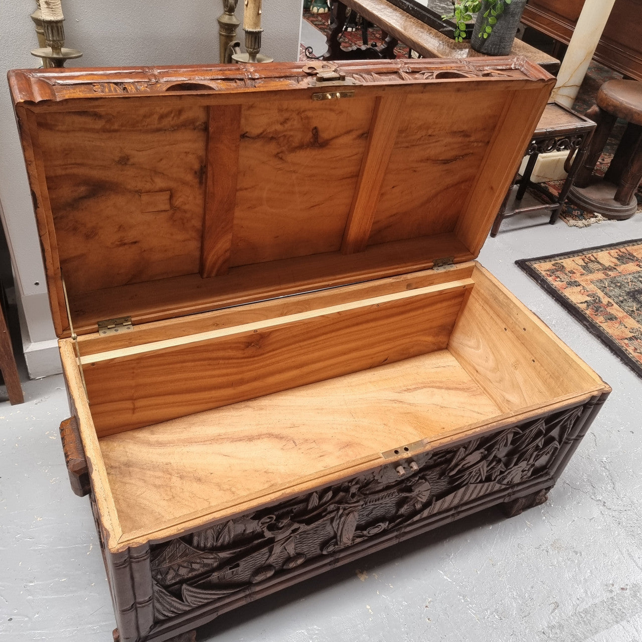 Impressive Carved Camphor Wood Chest