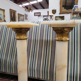 Pair of Imposing French alabaster marble and bronze pedestals. They are highly decorative and have been sourced from France. They are in good original detailed condition.