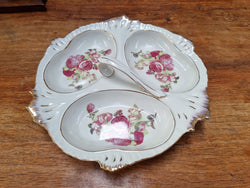 Vintage Ceramic Three Sectional Floral Bowl With Handle | Antique & Vintage | Moonee Ponds Antiques | Australia Wide Delivery