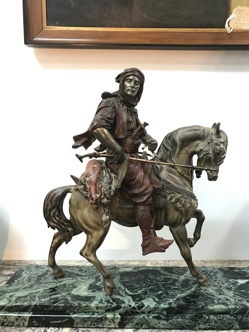 Large French Cold Painted Spelter And Bronze Statue By E L GUILLEMIN