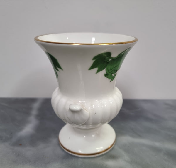 Wedgwood small urn vase with a dragon pattern and gold trim, in great original condition.