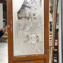 Stunning French Antique 19th century pair of doors with acid etched panels and are in good original condition.