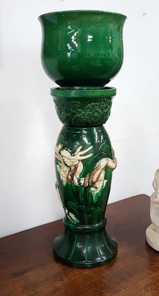 Victorian Majolica Jardiniere With Stand