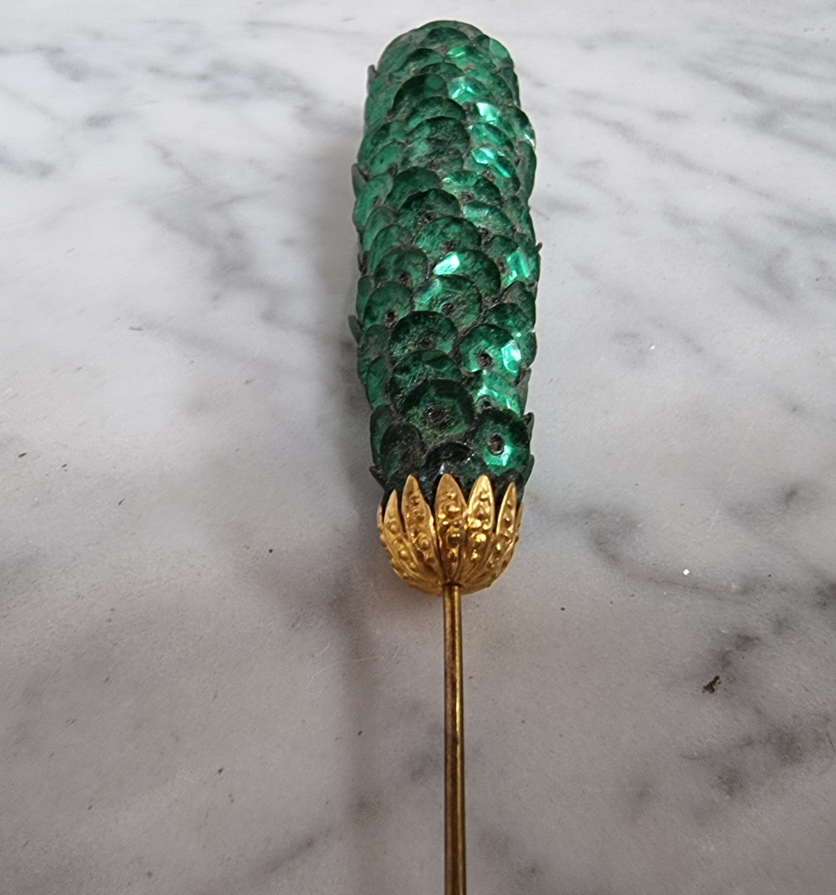Art Deco Green Hat Pin