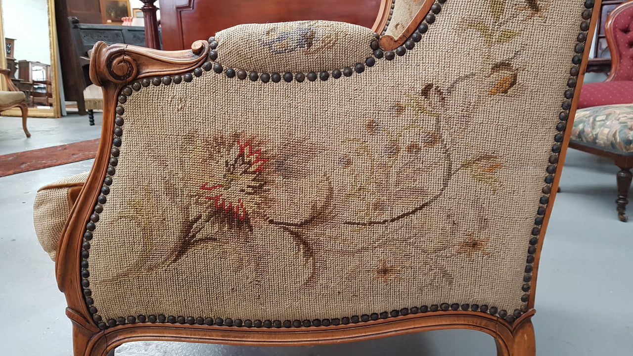 French Wing Back Tapestry Arm Chair | Antique & Vintage | Moonee Ponds Antiques | Australia Wide Delivery